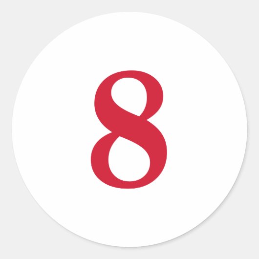 Sticker Rond Numéro Huit planification simple 8 blanc rouge (Devant)