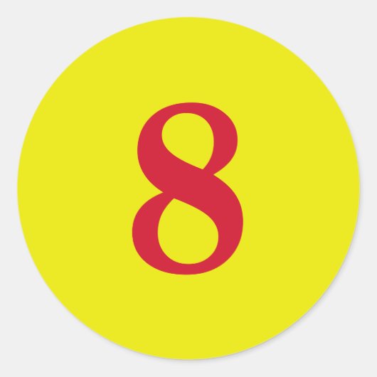 Sticker Rond Numéro Huit planification simple 8 jaune rouge (Devant)