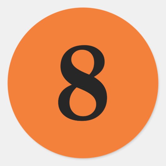 Sticker Rond Numéro Huit planification simple 8 orange noir (Devant)