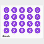 Sticker Rond Numéro Huit planification simple 8 violet blanc (Feuille)