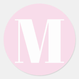 Sticker Rond Numéro initial blanc clair monogramme personnalisé