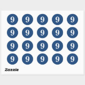 Sticker Rond Numéro Neuf fournitures de planification simple 9  (Feuille)