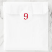 Sticker Rond Numéro Neuf planification simple 9 blanc rouge (Sac)