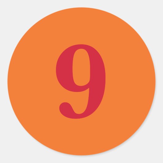 Sticker Rond Numéro Neuf planification simple 9 orange rouge (Devant)