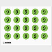 Sticker Rond Numéro Neuf planification simple 9 vert noir (Feuille)