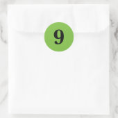Sticker Rond Numéro Neuf planification simple 9 vert noir (Sac)