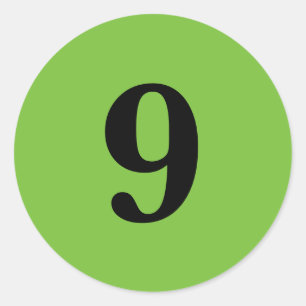 Sticker Rond Numéro Neuf planification simple 9 vert noir