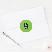 Sticker Rond Numéro Neuf planification simple 9 vert noir (Enveloppe)