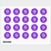 Sticker Rond Numéro Neuf planification simple 9 violet blanc (Feuille)