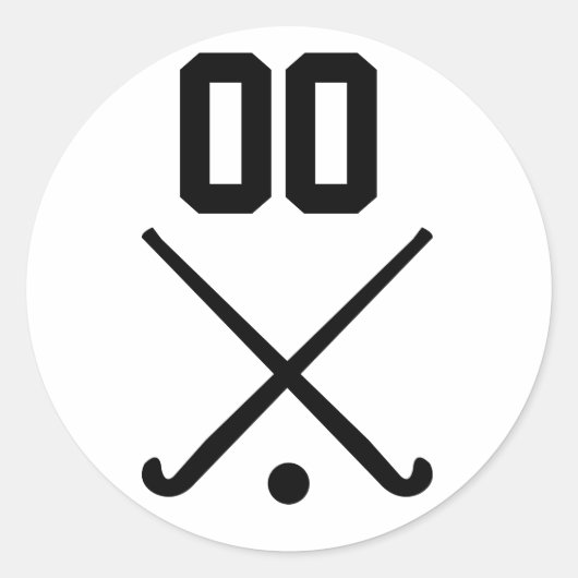 Sticker Rond Numéro personnalisé Équipe de hockey sur gazon (Devant)