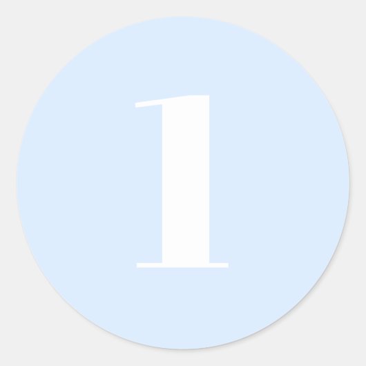 Sticker Rond Numéro personnalisé moderne, date, bleu clair (Devant)