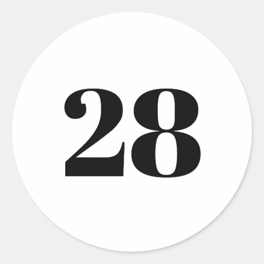 Sticker Rond Numéro personnalisé moderne, date, noir blanc (Devant)