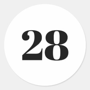 Sticker Rond Numéro personnalisé moderne, date, noir blanc