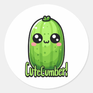 Sticker Rond Numéro ! Pun de concombre mignon