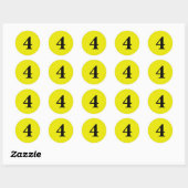 Sticker Rond Numéro quatre planification simple 4 jaune noir (Feuille)