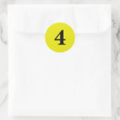 Sticker Rond Numéro quatre planification simple 4 jaune noir (Sac)