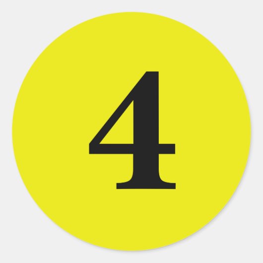 Sticker Rond Numéro quatre planification simple 4 jaune noir (Devant)