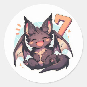 Sticker Rond Numéro Sept Animal Fantastique Mignon