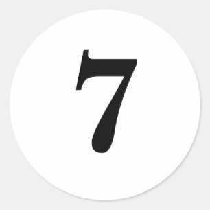 Sticker Rond Numéro sept planification simple 7 blanc noir