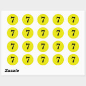 Sticker Rond Numéro sept planification simple 7 jaune noir (Feuille)