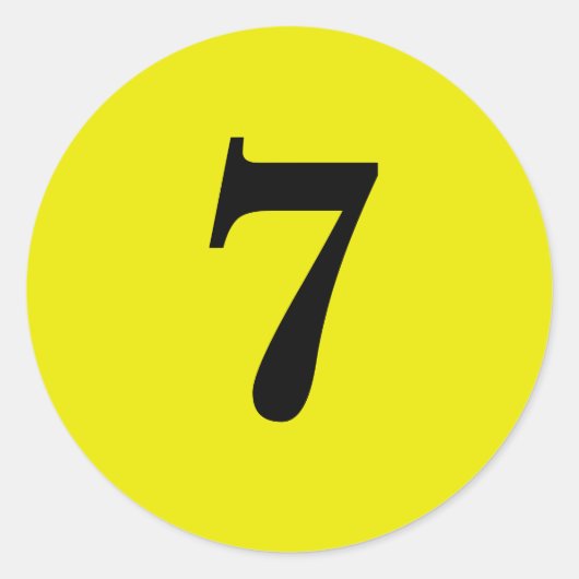Sticker Rond Numéro sept planification simple 7 jaune noir (Devant)