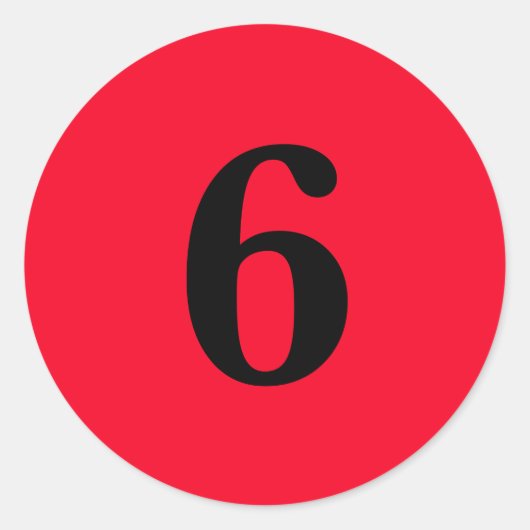 Sticker Rond Numéro Six fournitures de planification simple 6 r (Devant)