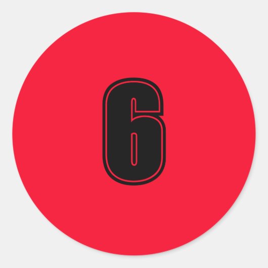 Sticker Rond Numéro Six fournitures de planification simple 6 r (Devant)