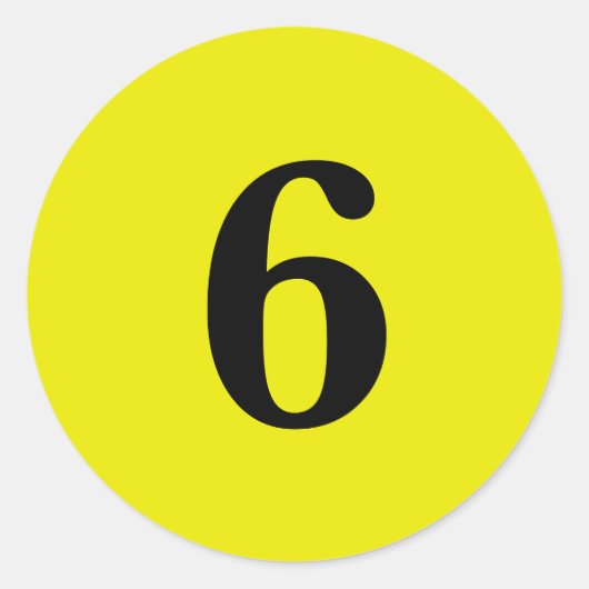 Sticker Rond Numéro Six planification simple 6 jaune noir (Devant)