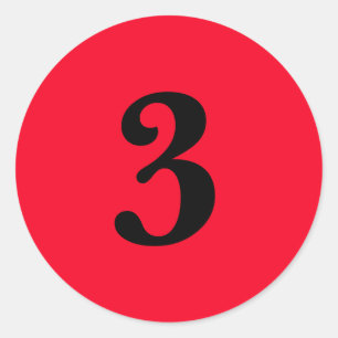 Sticker Rond Numéro Trois fournitures de planification simple 3