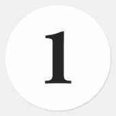 Sticker Rond Numéro Un fournit simple 1 blanc noir (Devant)