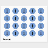 Sticker Rond Numéro Un fournit simple 1 bleu noir (Feuille)