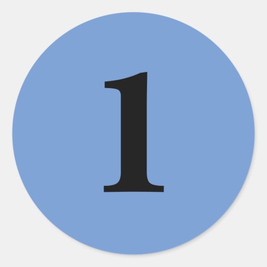 Sticker Rond Numéro Un fournit simple 1 bleu noir (Devant)