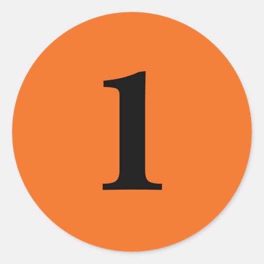 Sticker Rond Numéro Un fournit simple 1 orange noir (Devant)
