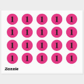 Sticker Rond Numéro Un fournit simple 1 rose noir (Feuille)