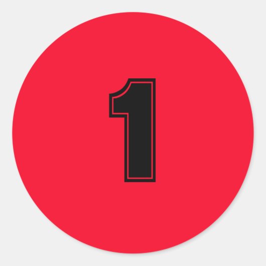 Sticker Rond Numéro Un fournit simple 1 rouge noir (Devant)