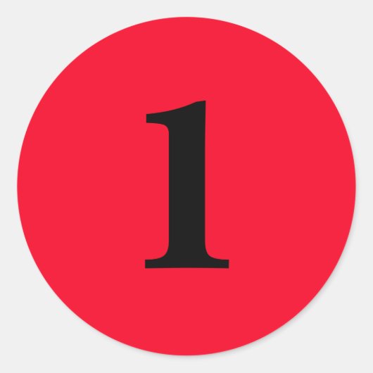 Sticker Rond Numéro Un fournit simple 1 rouge noir (Devant)