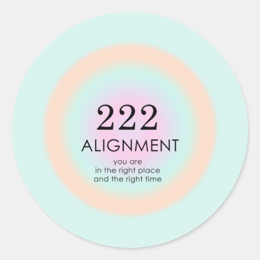 Sticker Rond Numéros d'angle Numérologie 222 Alignement Motivat (Devant)