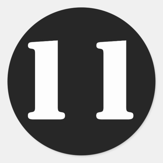 Sticker Rond Numéros de crayon par Janz Numéro 11 Onze Noir (Devant)