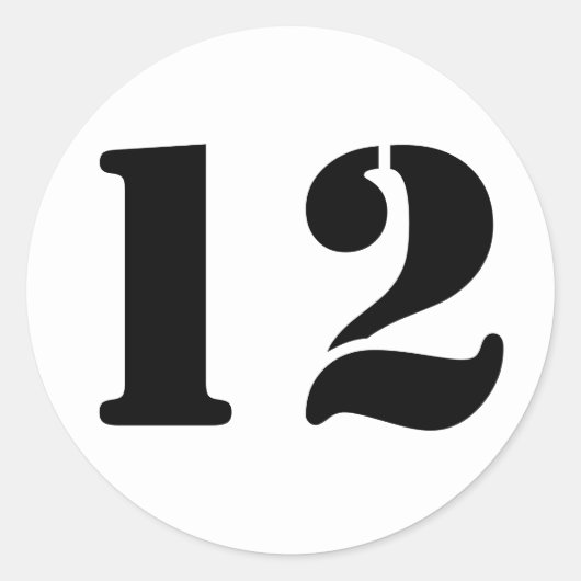 Sticker Rond Numéros de crayon par Janz Numéro 12 Douze Blanc (Devant)