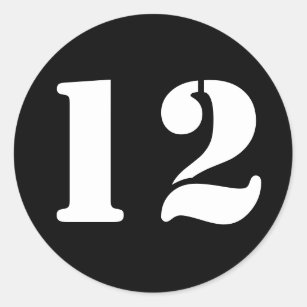 Sticker Rond Numéros de crayon par Janz Numéro 12 Douze Noir