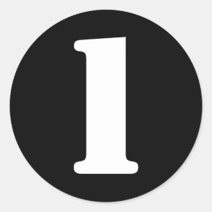 Sticker Rond Numéros de crayon par Janz Numéro 1 Un Noir