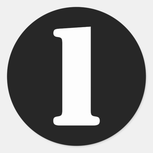 Sticker Rond Numéros de crayon par Janz Numéro 1 Un Noir (Devant)