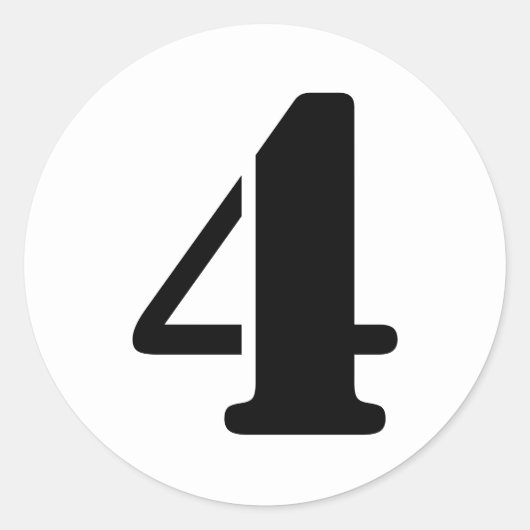 Sticker Rond Numéros de crayon par Janz Numéro 4 Quatre Blanc (Devant)
