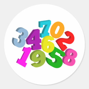 Sticker Rond numéros mathématiques en couleur