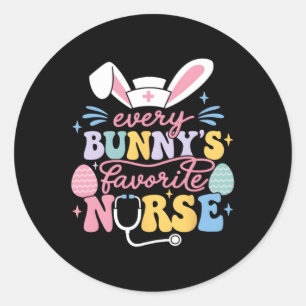 Sticker Rond Nur de lapin de Pâques mignonne de l'infirmière pr