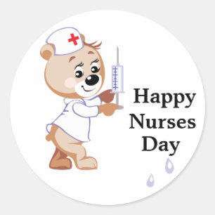 Sticker Rond Nurse bear