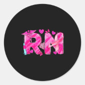 Sticker Rond Nurse Breast Cancer Awareness Nk Ribbon Nursing Rn (Devant)
