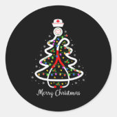 Sticker Rond Nurse Christmas Tree Shirt Stethoscope Nursing Nic (Devant)