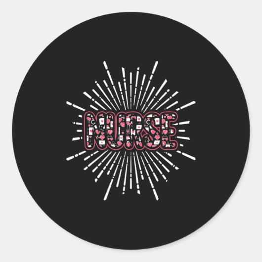 Sticker Rond Nurse Life Valentines Day Stethoscope Er Icu Nicu  (Devant)