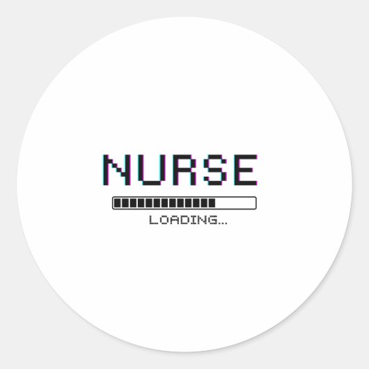 Sticker Rond Nurse Loading Glitch Pixel Art Design (Devant)